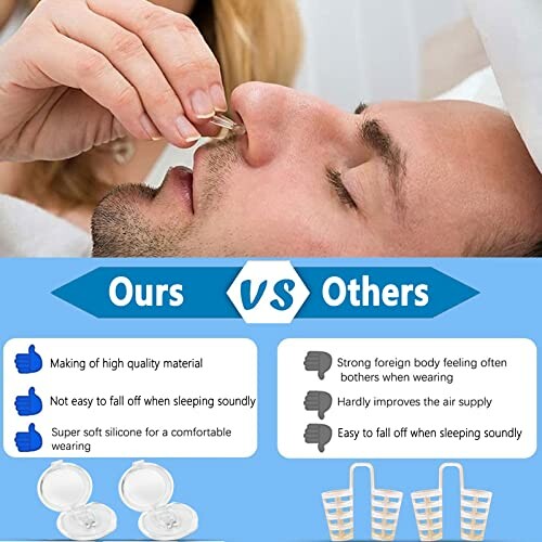 Comparison of anti-snoring nose clip features and benefits.